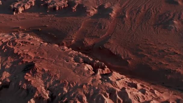 Martian Landscape Flaming Cliffs Aerial View Gobi Desert Scorched Earth — Stock Video