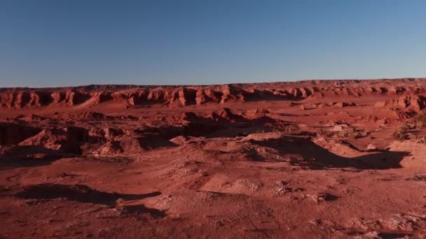 Martiaanse Landschap Flaming Cliffs Uitzicht Vanuit Lucht Gobi Woestijn Verschroeide — Stockvideo