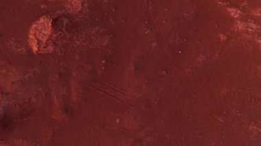 Mars manzarası, Gobi Çölü 'ndeki Flaming Cliffs hava manzarası. Dinozorların kalıntılarının dinlendiği ve yumurtalarının bırakıldığı yanmış toprak. Moğolistan. Kanyon Hermen-Tsav.