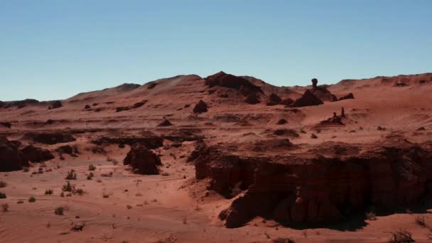 Marsjański Krajobraz Płonące Klify Widok Lotu Ptaka Pustynię Gobi Spalona — Wideo stockowe
