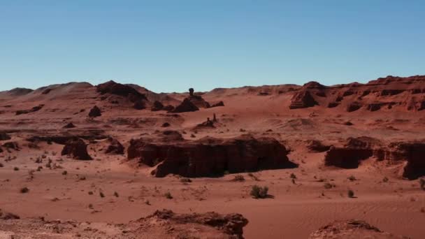 Paysage Martien Falaises Flamboyantes Vue Aérienne Dans Désert Gobi Terre — Video