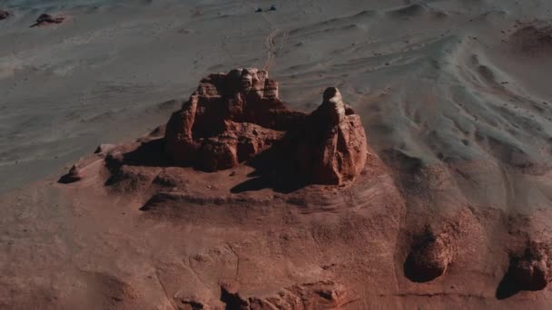 Marslandschaft Flaming Cliffs Luftaufnahme Der Wüste Gobi Verbrannte Erde Auf — Stockvideo