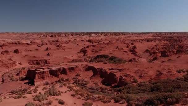 Marsianskt Landskap Flaming Cliffs Luftutsikt Gobiöknen Brända Jord Där Resterna — Stockvideo