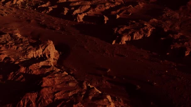 Fantastisch Martiaans Landschap Roestige Oranje Tinten Mars Oppervlak Woestijn Kliffen — Stockvideo