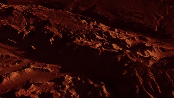 Fantastische Marslandschaft Rostigen Orangetönen Marsoberfläche Wüste Klippen Sand Fremde Landschaft — Stockvideo