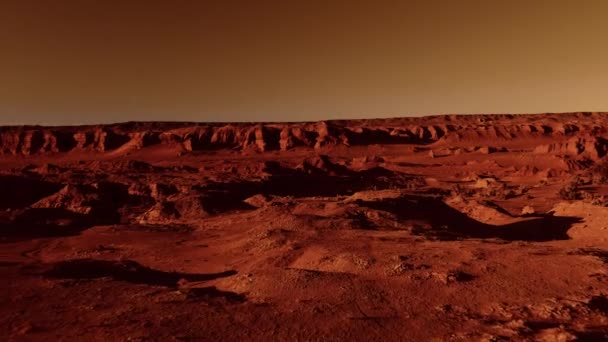 Fantastická Martská Krajina Rezavých Oranžových Odstínech Povrch Marsu Poušť Útesy — Stock video