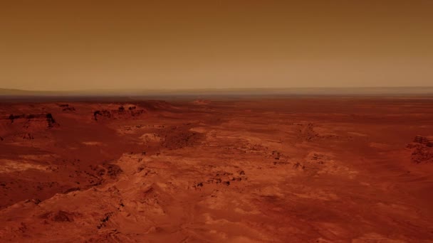 錆びたオレンジの色合い 火星の表面 砂の素晴らしい火星の風景 外国人の風景 赤い惑星火星 — ストック動画