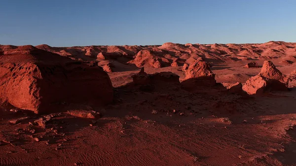 Марсианский Пейзаж Пламенные Скалы Высоты Птичьего Полета Пустыне Гоби Выжженная — стоковое фото