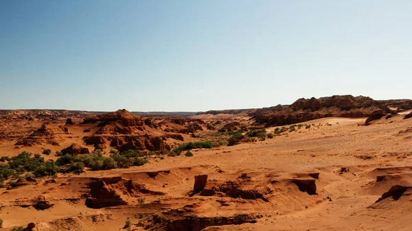 Paisagem Marciana Falésias Flamejantes Vista Aérea Deserto Gobi Terra Queimada — Fotografia de Stock