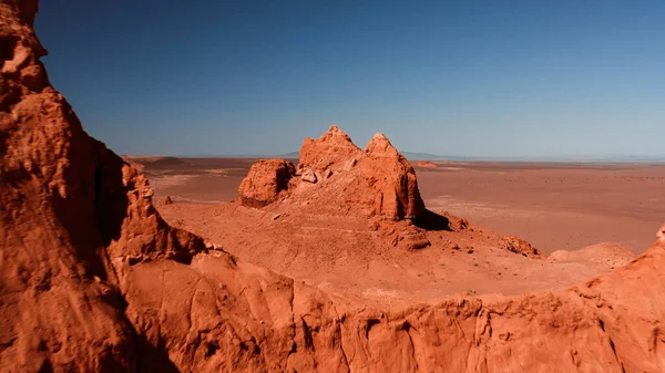 Paisagem Marciana Falésias Flamejantes Vista Aérea Deserto Gobi Terra Queimada — Fotografia de Stock