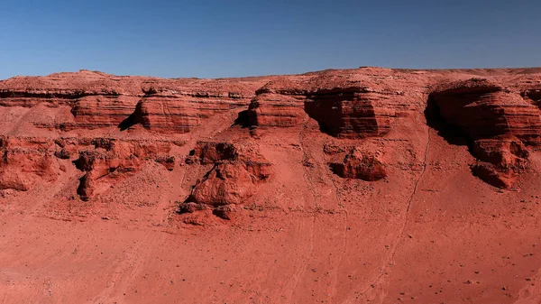 Paisagem Marciana Falésias Flamejantes Vista Aérea Deserto Gobi Terra Queimada — Fotografia de Stock