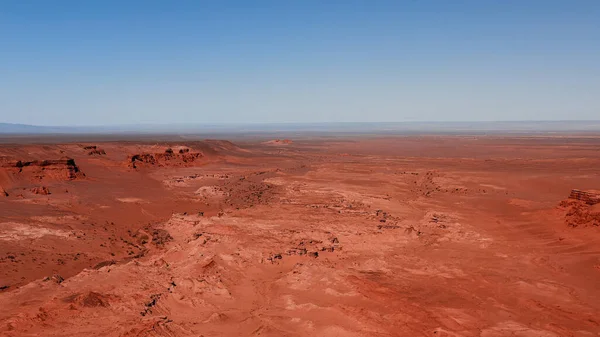 Paisagem Marciana Falésias Flamejantes Vista Aérea Deserto Gobi Terra Queimada — Fotografia de Stock