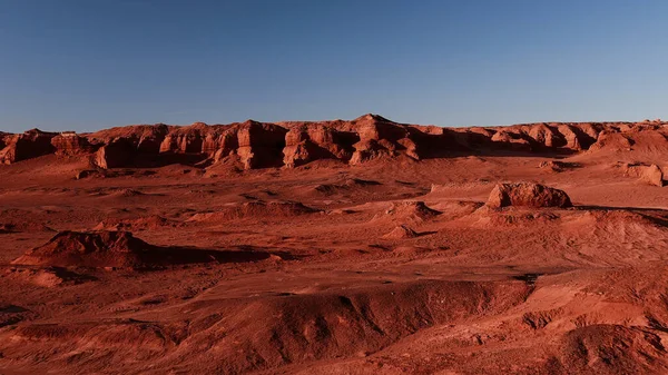 Paisagem Marciana Falésias Flamejantes Vista Aérea Deserto Gobi Terra Queimada — Fotografia de Stock