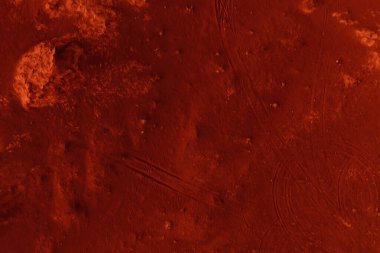 Paslı turuncu gölgelerdeki fantastik Mars manzarası Mars yüzeyi, Çöl, Uçurumlar, kum. Uzaylı manzarası. Kızıl Gezegen Mars.