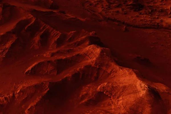 Fantástico Paisaje Marciano Tonos Anaranjados Oxidados Superficie Marte Desierto Acantilados — Foto de Stock