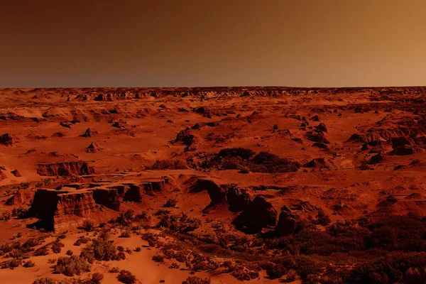 Фантастический Марсианский Пейзаж Ржавых Оранжевых Тонах Поверхность Марса Пустыня Скалы — стоковое фото