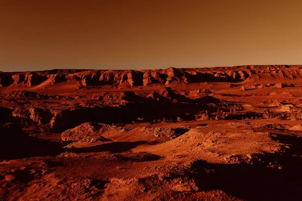 Fantastická Martská Krajina Rezavých Oranžových Odstínech Povrch Marsu Poušť Útesy — Stock fotografie