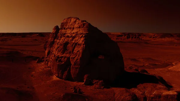 Fantasztikus Marsi Táj Rozsdás Narancs Árnyalatokkal Mars Felszín Sivatag Sziklák — Stock Fotó