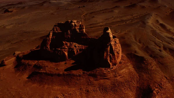 Фантастичний Марсіанський Пейзаж Іржавих Оранжевих Тінях Поверхні Марса Пустелі Скелях — стокове фото