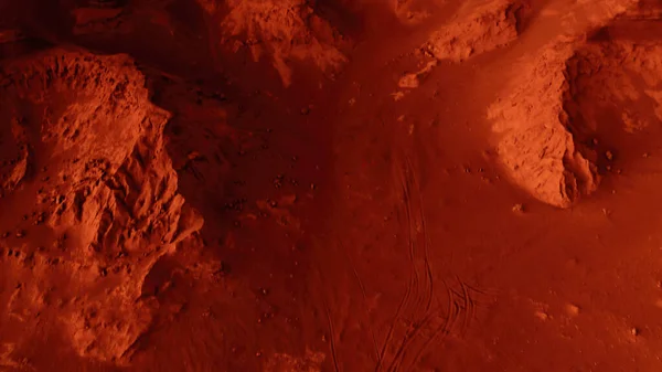 Paysage Martien Fantastique Dans Des Tons Orange Rouillés Surface Mars — Photo