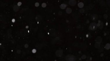 Güzel Gerçek Kar, 4K yavaş çekimde izole edilmiş bir şekilde telefoto merceğiyle mükemmel bir bokeh ile çekilmiş. Besteleme, hareket grafikleri, büyük ve küçük kar için derecelendirilmemiş görüntüler