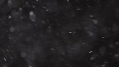 Güzel Gerçek Kar, 4K yavaş çekimde izole edilmiş bir şekilde telefoto merceğiyle mükemmel bir bokeh ile çekilmiş. Besteleme, hareket grafikleri, büyük ve küçük kar için derecelendirilmemiş görüntüler