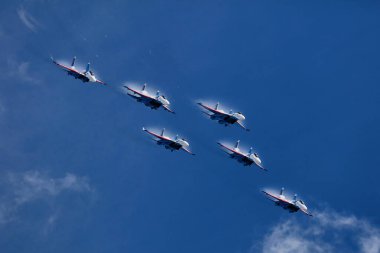 Rus Hava Kuvvetleri, Rus Şövalyeleri akrobatik takımının performansı. Uçaklar Sukhoi Su-30SM, NATO kod adı Flanker-C Uluslararası Askeri-Teknik Forum-2020. 09.25.2020, Moskova, Rusya
