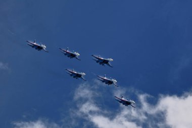 Rus Hava Kuvvetleri, Rus Şövalyeleri akrobatik takımının performansı. Uçaklar Sukhoi Su-30SM, NATO kod adı Flanker-C Uluslararası Askeri-Teknik Forum-2020. 09.25.2020, Moskova, Rusya