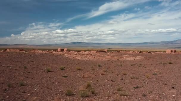 Ruiny Starożytnego Klasztoru Buddyjskiego Mongolii Nagrania Lotnicze — Wideo stockowe