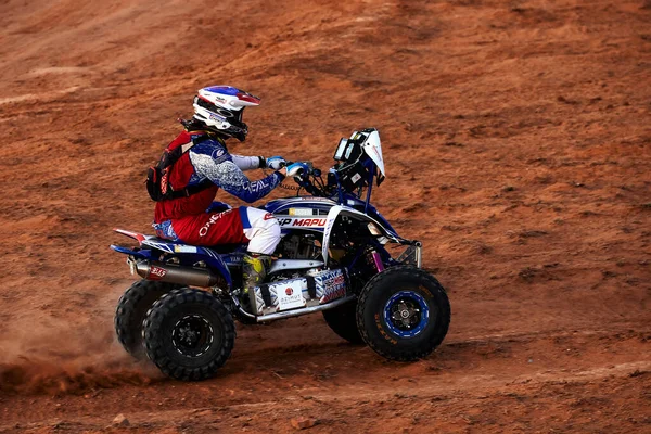 Quad Bike for Off Road Extreme Racing gets over the difficult part of the route during the Rally raid in sand. THE GOLD OF KAGAN-2021. 25.04.2021 Astrakhan, Russia — Stock Photo, Image