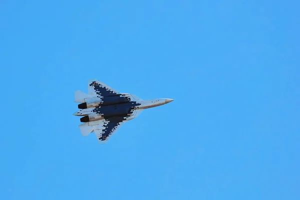 Novo Caça Russo Cinco Gerações Mostra Batalha Manobra Aérea Moscow — Fotografia de Stock
