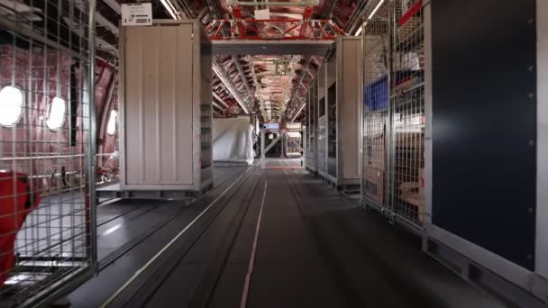 Az AIRBUS A350 repülőgép kabinja repülési tesztekhez. A vizsgálati légi jármű belső szerkezete. 2021-es repülőgép show. Zsukov, Oroszország, 2021. július 21. — Stock videók