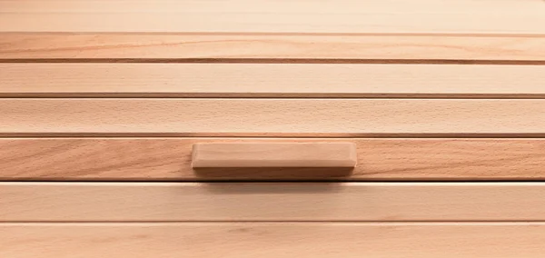 Wooden bread box. lifting wooden door in the kitchen interior — Stock Photo, Image