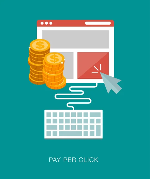 Illustrazione concetto pay per click — Vettoriale Stock