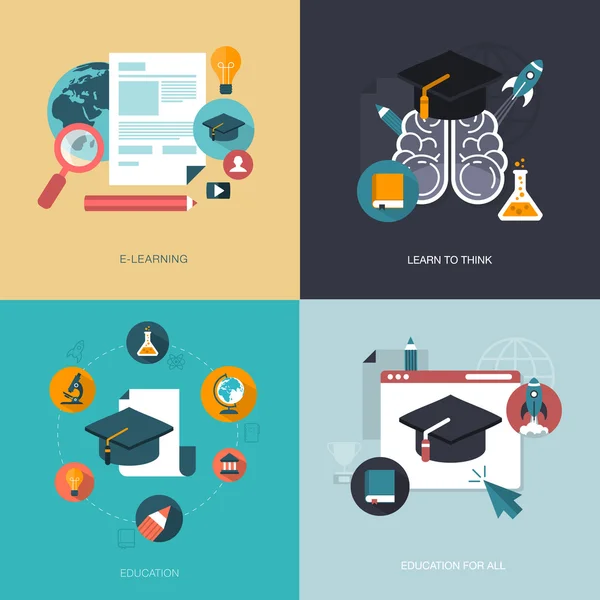 Conjunto vectorial de banners educativos — Vector de stock