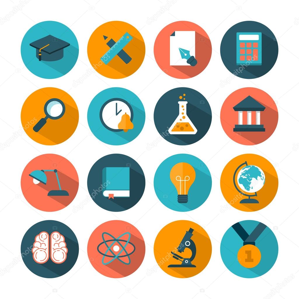 Set of modern education icons