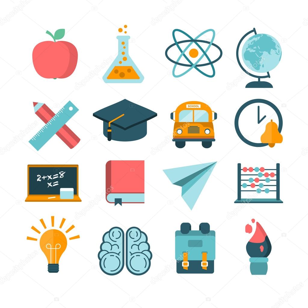 Set of modern  school icons