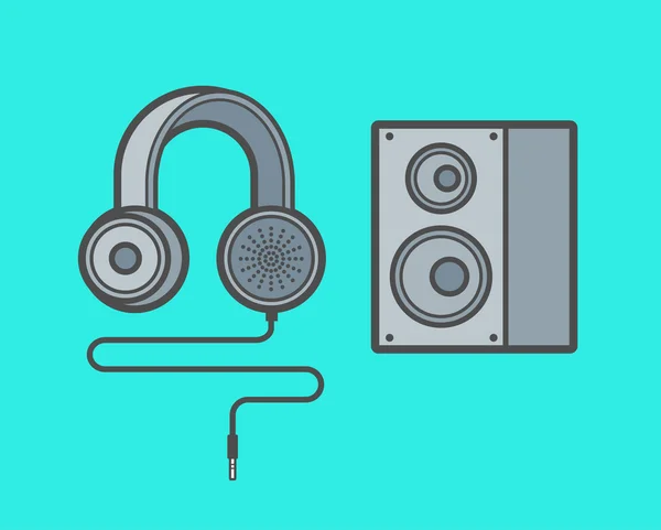 Zestaw słuchawek i głośnik niskotonowy — Wektor stockowy