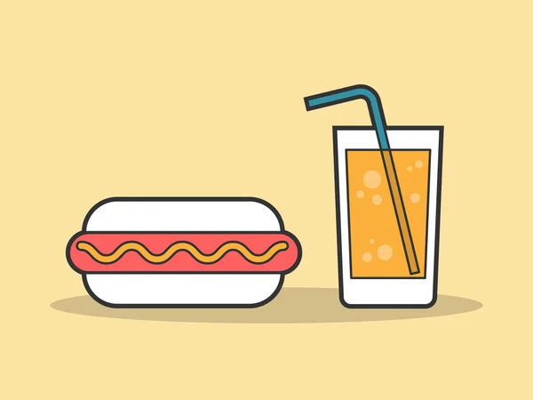 Hot dog e un bicchiere di soda — Vettoriale Stock