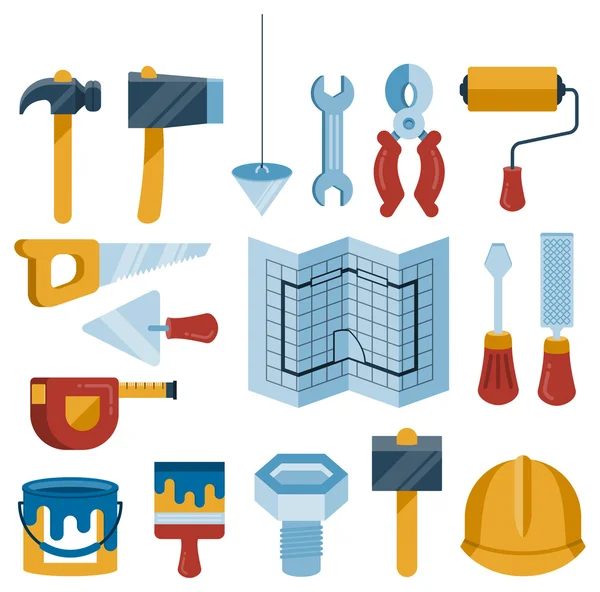 Conjunto de iconos de herramientas de construcción vectorial — Archivo Imágenes Vectoriales