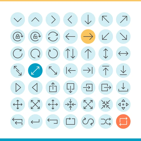Ensemble d'icônes de flèche de ligne mince — Image vectorielle