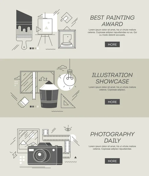 Three conceptual banners on topics of painting — Stock Vector