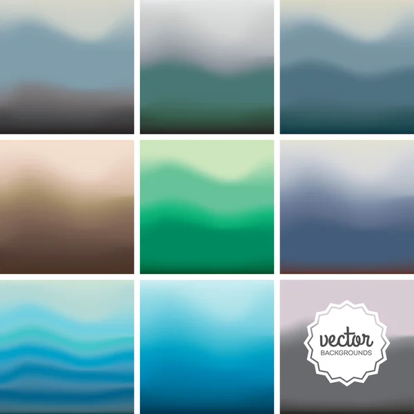 Set of nine blurred backgrounds — Stock Vector