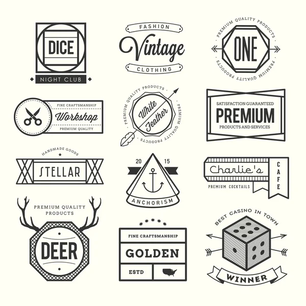 Set of vintage logos, badges and labels — Stock Vector