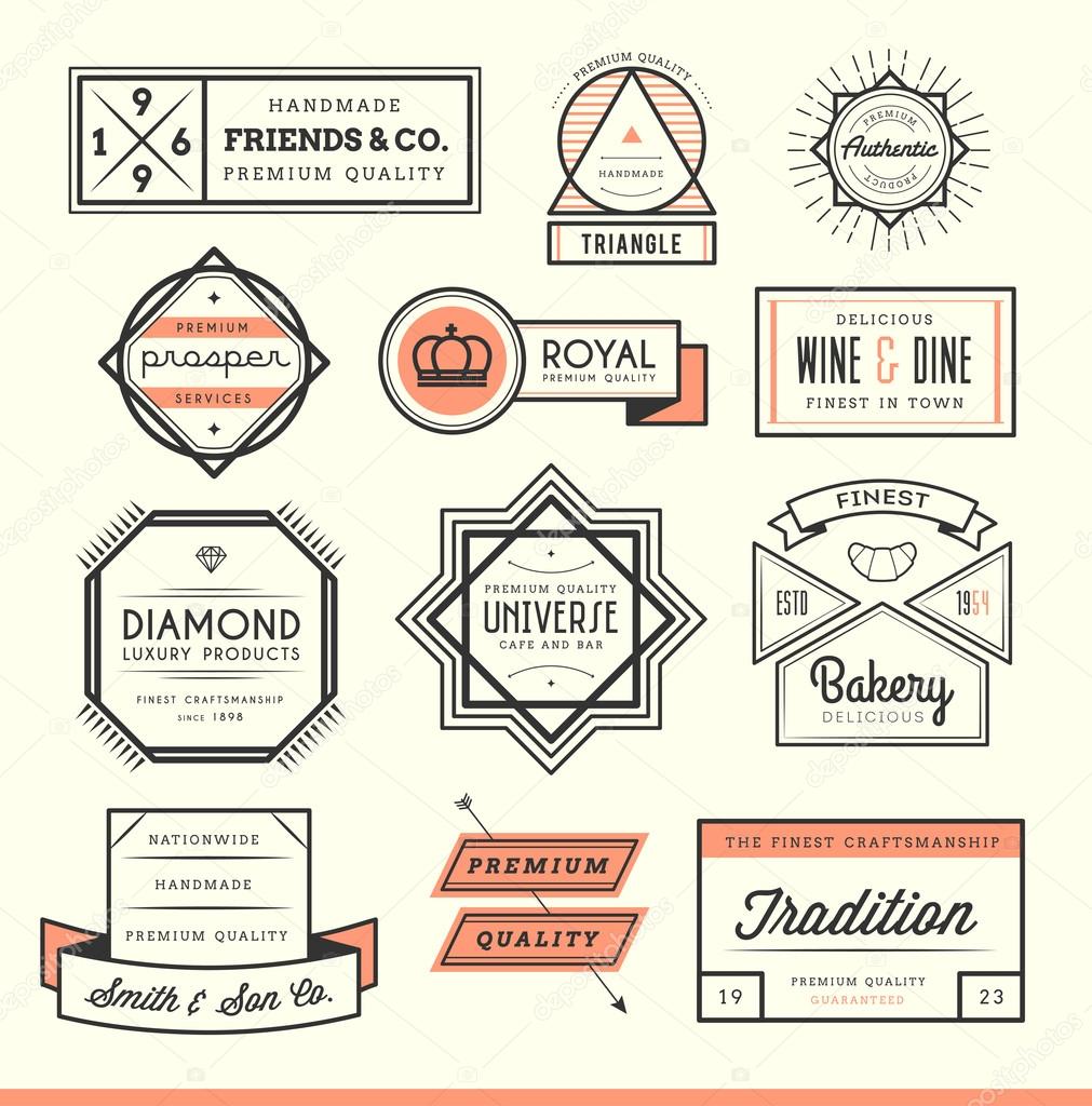 Set of vintage logos, badges and labels, vector illustration