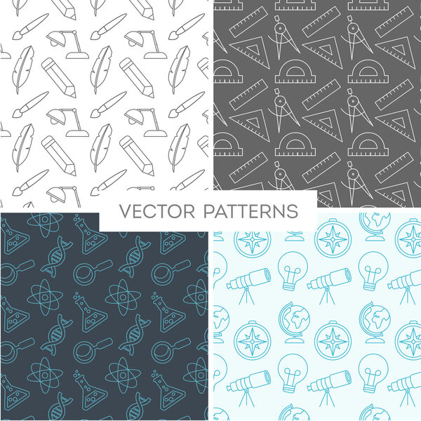 Set of patterns made of thin line icons