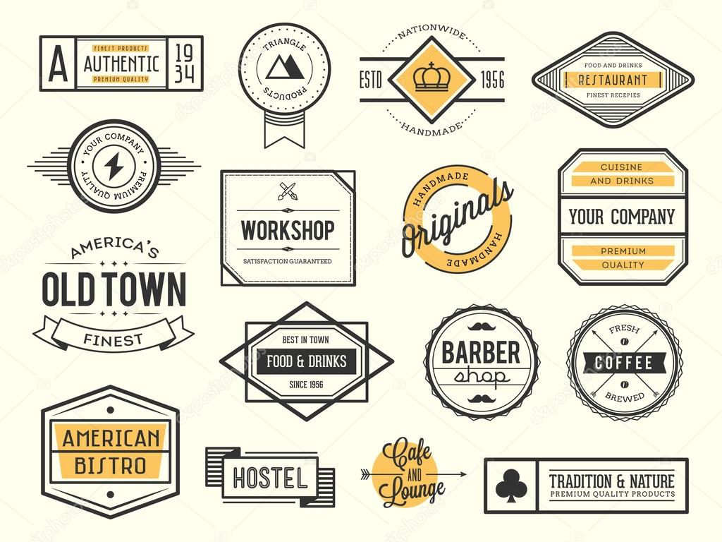 Set of vintage logos, badges and labels, vector illustration