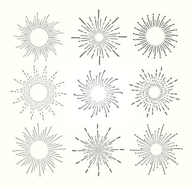Vintage elle çizilmiş yıldız patlamaları