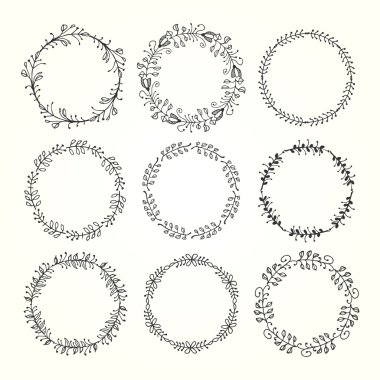 Vintage elle çizilmiş dekoratif çerçeveler