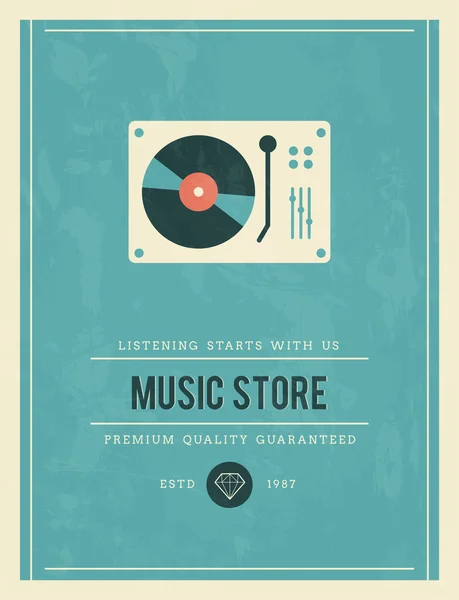 Cartel vintage para tienda de música — Archivo Imágenes Vectoriales